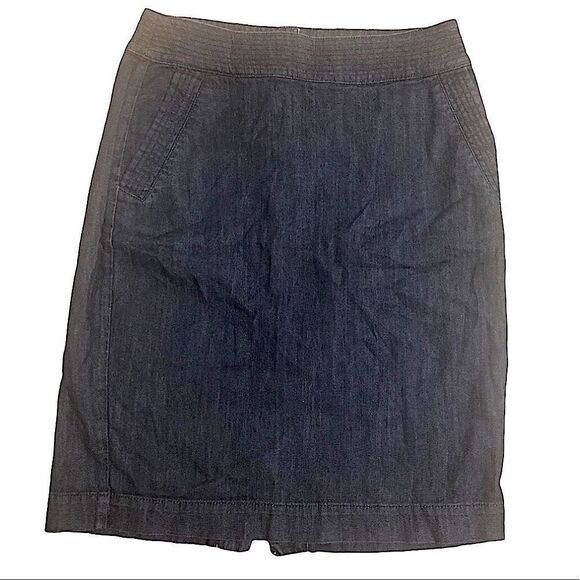 Vintage Red Engine Jean dark denim pencil mini skirt with slit Cerise-28 - Picture 1 of 11